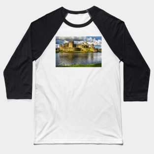 Caerphilly Castle Walls Baseball T-Shirt